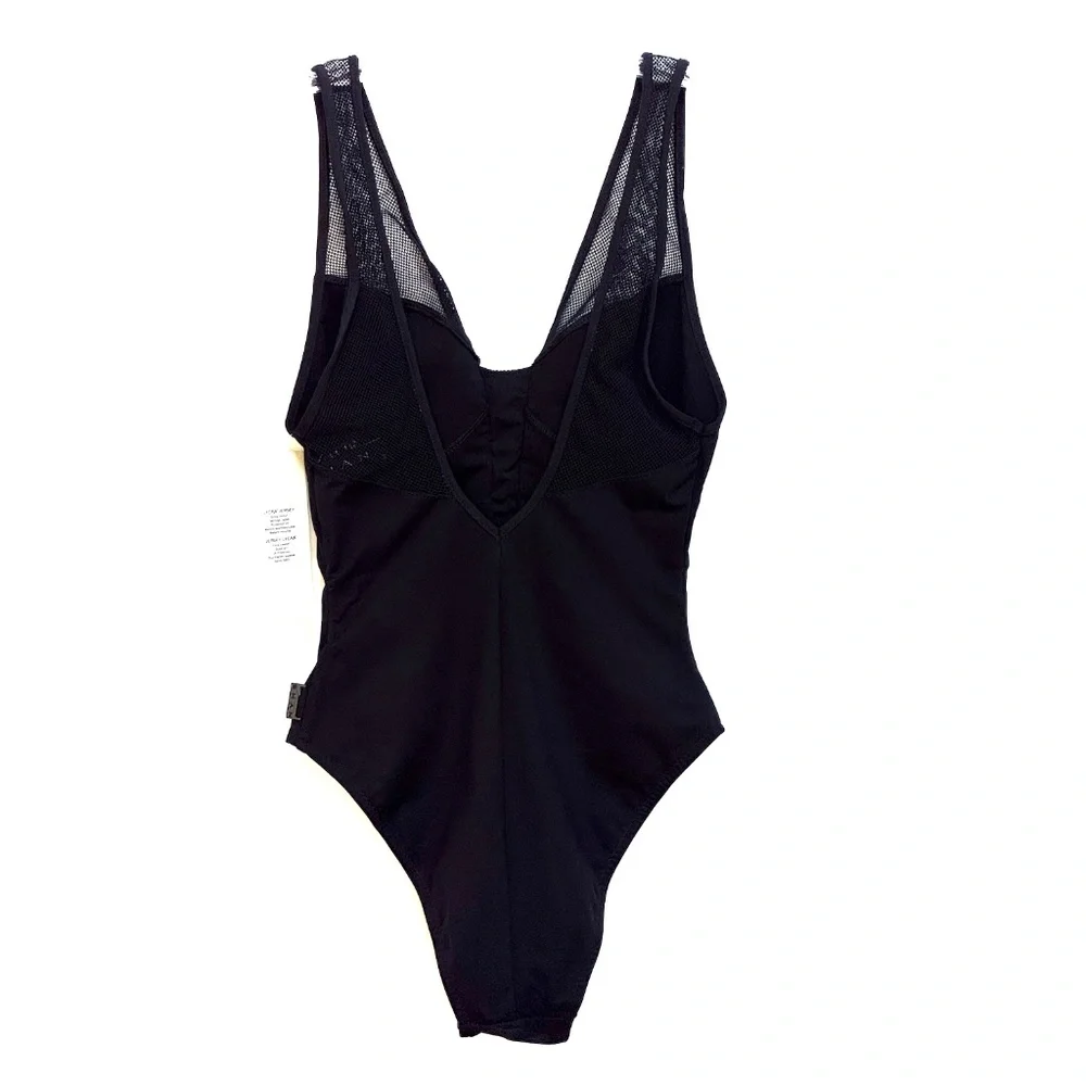 SHAN Black Plunging Neckline One Piece Swimsuit in size US6 New With Tags